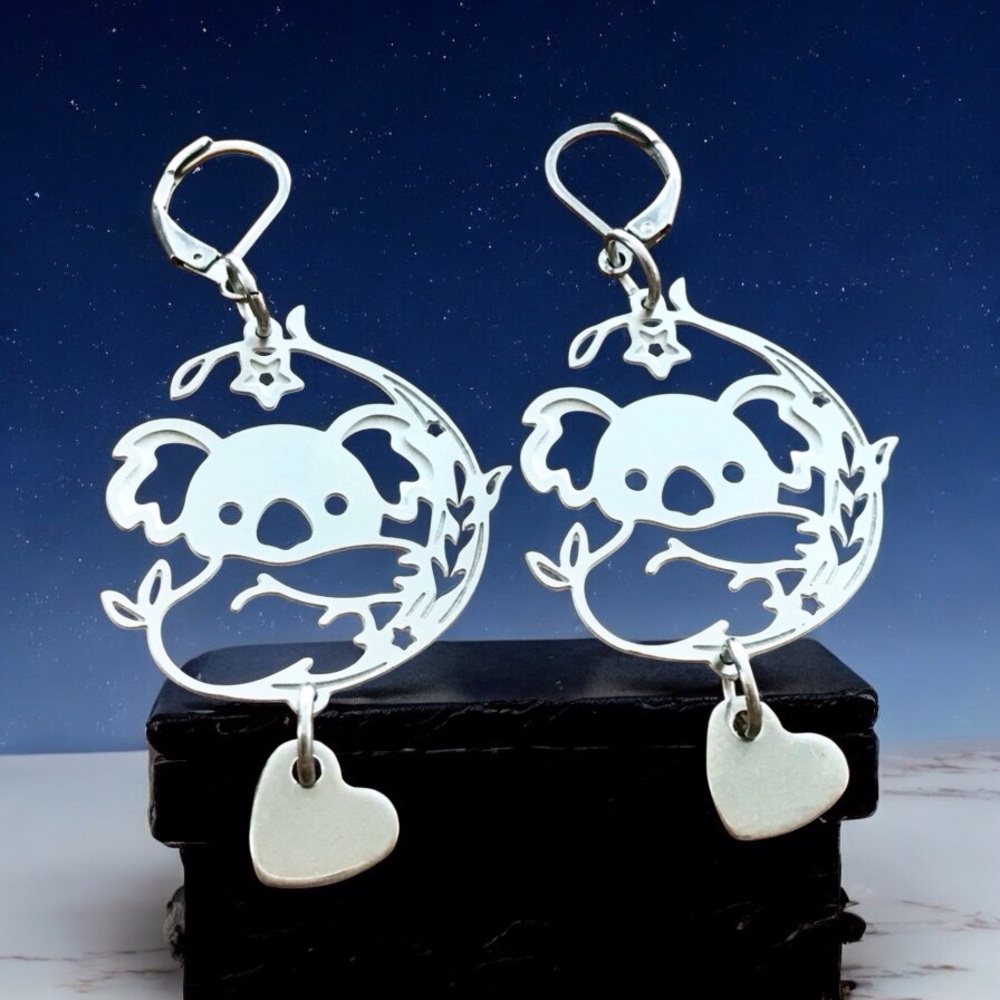 🆕 Koala Laser Etched Earrings Stainless Steel